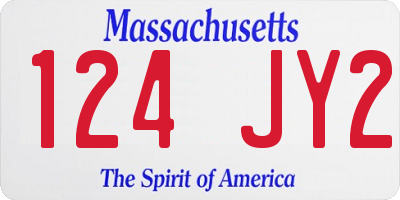 MA license plate 124JY2