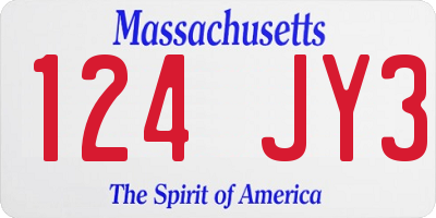 MA license plate 124JY3