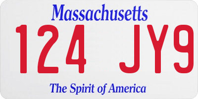 MA license plate 124JY9