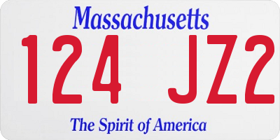 MA license plate 124JZ2
