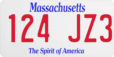 MA license plate 124JZ3