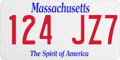 MA license plate 124JZ7