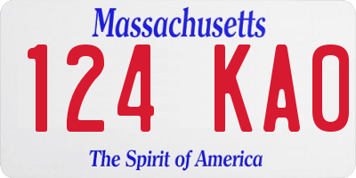 MA license plate 124KA0