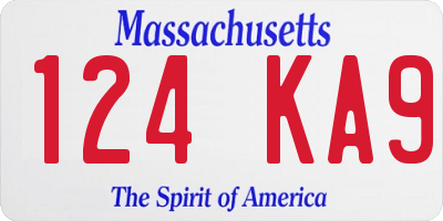 MA license plate 124KA9