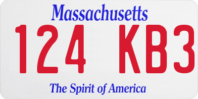MA license plate 124KB3