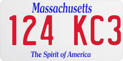 MA license plate 124KC3