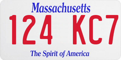 MA license plate 124KC7