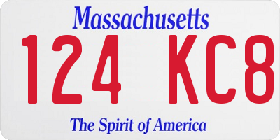 MA license plate 124KC8