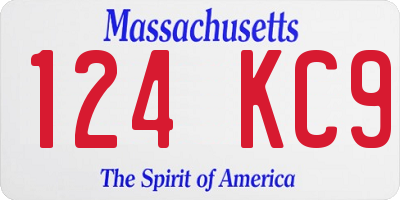 MA license plate 124KC9
