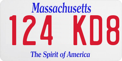 MA license plate 124KD8