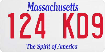 MA license plate 124KD9