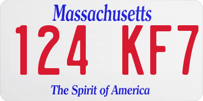 MA license plate 124KF7