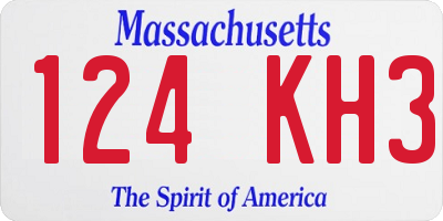 MA license plate 124KH3