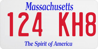 MA license plate 124KH8
