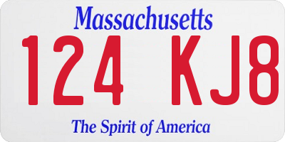 MA license plate 124KJ8