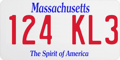 MA license plate 124KL3