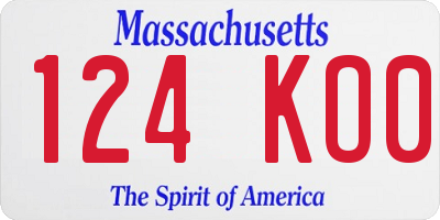 MA license plate 124KO0