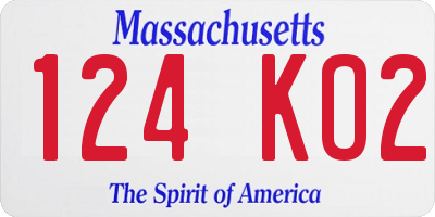 MA license plate 124KO2