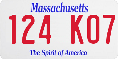 MA license plate 124KO7