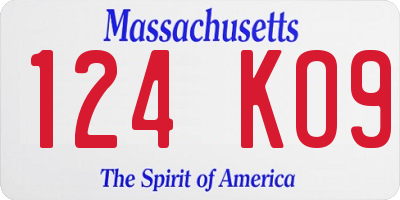 MA license plate 124KO9