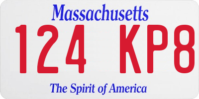MA license plate 124KP8