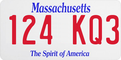 MA license plate 124KQ3