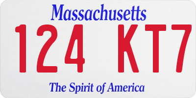 MA license plate 124KT7
