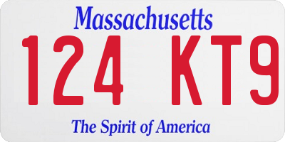 MA license plate 124KT9