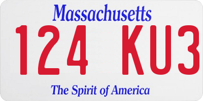 MA license plate 124KU3