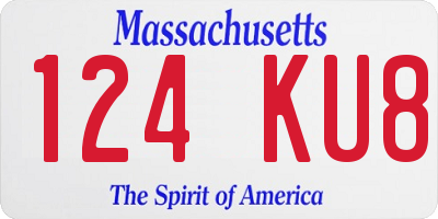 MA license plate 124KU8