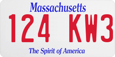 MA license plate 124KW3