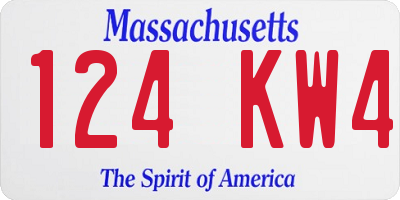 MA license plate 124KW4