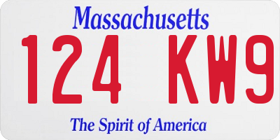MA license plate 124KW9
