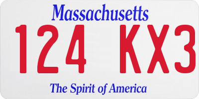 MA license plate 124KX3