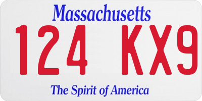 MA license plate 124KX9