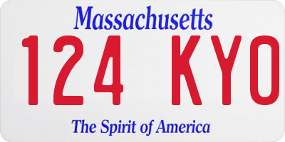 MA license plate 124KY0