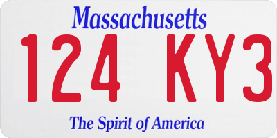 MA license plate 124KY3