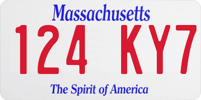 MA license plate 124KY7