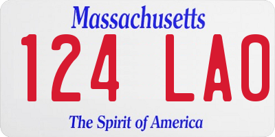 MA license plate 124LA0
