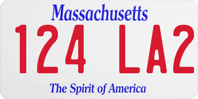 MA license plate 124LA2