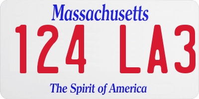 MA license plate 124LA3
