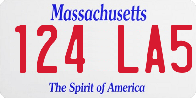 MA license plate 124LA5