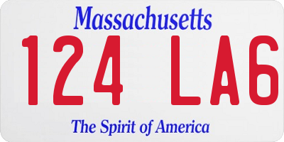 MA license plate 124LA6