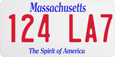 MA license plate 124LA7