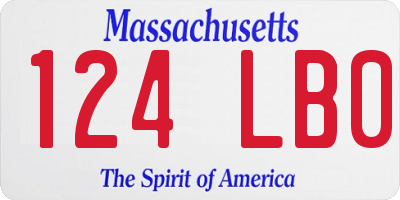 MA license plate 124LB0
