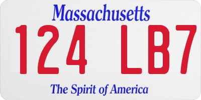 MA license plate 124LB7