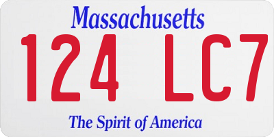 MA license plate 124LC7