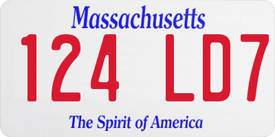 MA license plate 124LD7