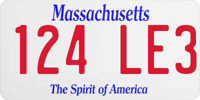 MA license plate 124LE3