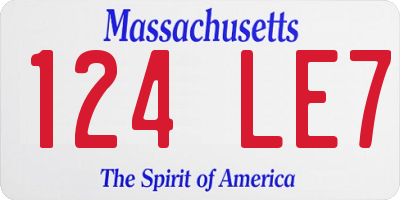 MA license plate 124LE7
